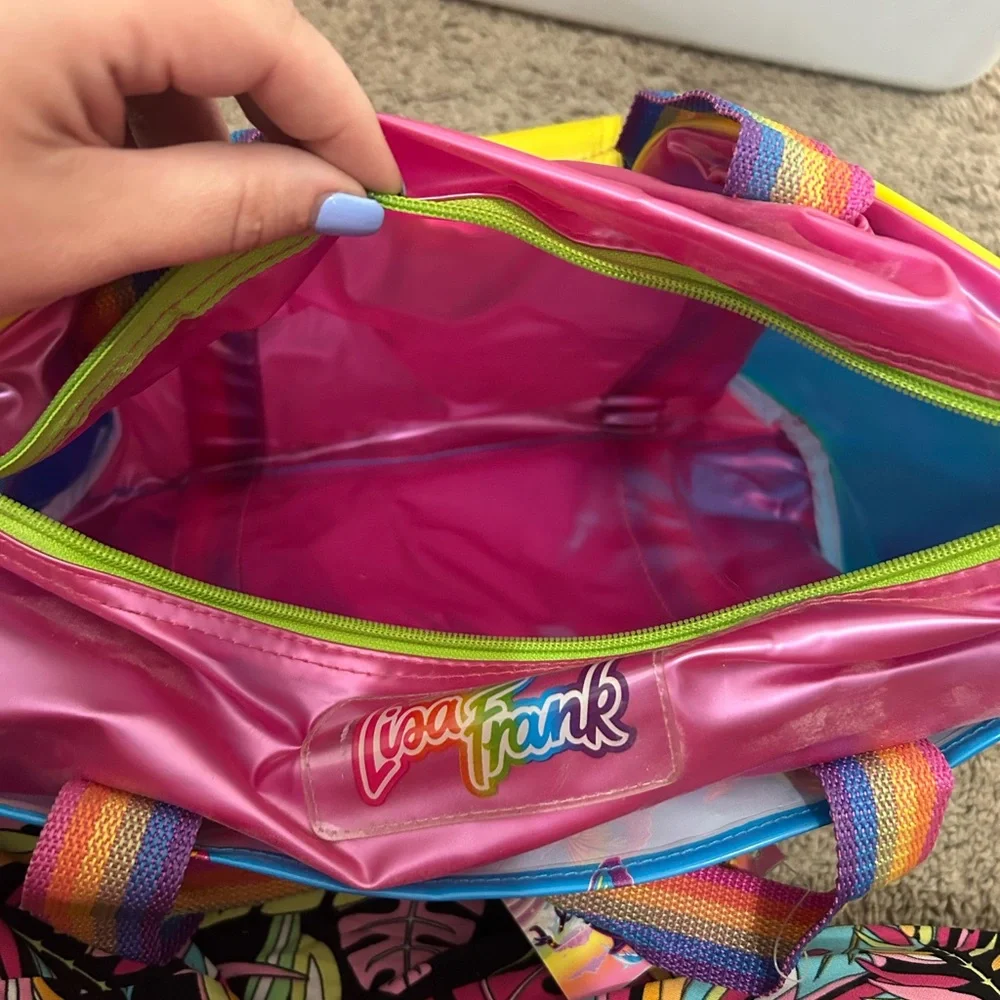 NWT Vintage Unused Condition Lisa Frank Rainbow Chaser Pink Cat Duffel Bag - Picture 7 of 13
